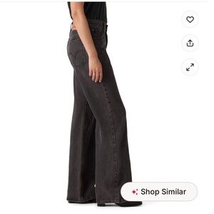 Wide Leg mid Rise Jeans in Washed Black